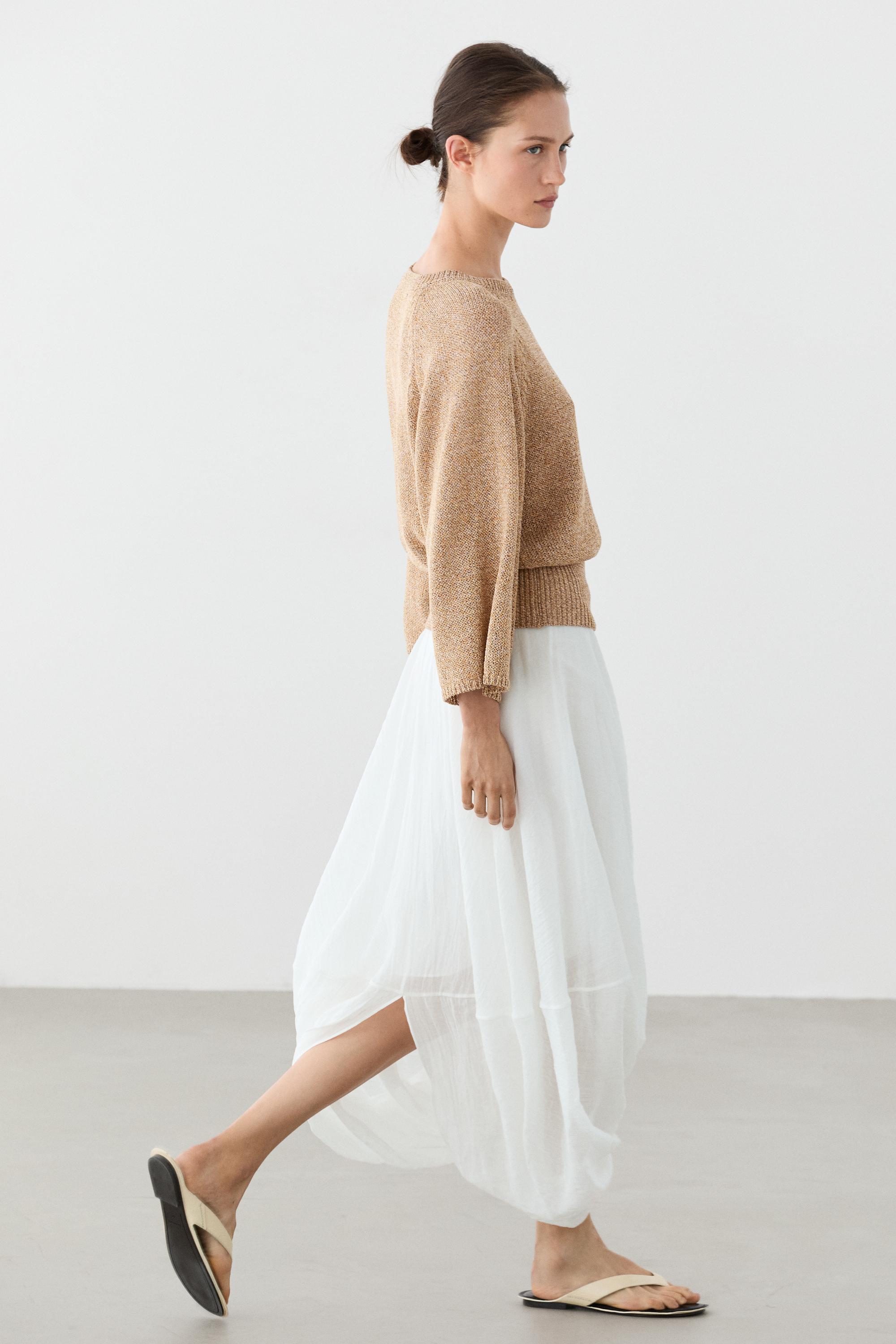 Cotton blend heathered knit sweater